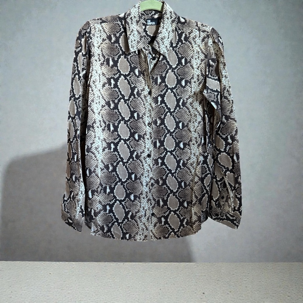 The Kooples Beige and Black Snake Print Blouse